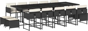 vidaXL Set mobilier de grădină cu perne, 15 piese, negru, poliratan