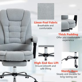 Vinsetto Fotoliu de birou cu masaj și încălzire, scaun de birou, înălțime reglabilă, spătar înclinabil, 65x70x111-119cm, gri | Aosom Romania