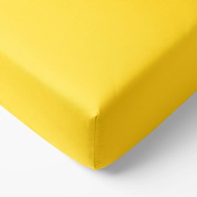 Goldea cearceaf de pat 100% bumbac cu elastic - galben 80 x 160 cm