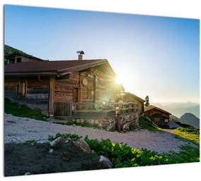Tablou pe sticlă - Dimineața în Alpi Tirol (70x50 cm)
