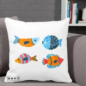 Perna Decorativa Pesti Acuarela, 40x40 cm, Alba Mata, Husa Detasabila, Perna Inclusa, BEKZ®