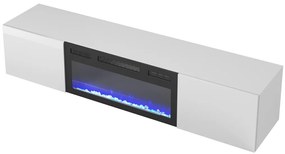 Comoda TV alba Livo RTV 180 cu semineu