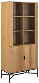 Vitrină în culoare naturală cu aspect de lemn de stejar 80x180x40 cm Jaipur – Actona