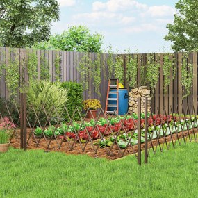 Outsunny Trellis Extensibil Freestanding Gard Mobil Pliabil, Panou Ecran Grădină Aluminiu, 300cm x 103.5 cm, Cafea Închis | Aosom Romania