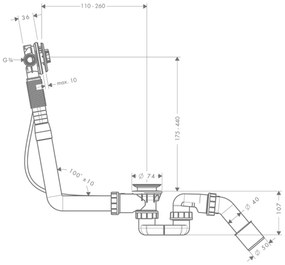 Sifon cada baie cu ventil si preaplin Hansgrohe Exafill S 58115180