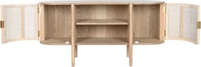 Comoda TV natur , din lemn de cauciuc si rattan „Rustic Elegance”