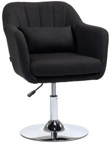 HOMCOM Fotoliu rotativ, fotoliu de birou reglabil pe înălțime, material textil de in, metal, 60 x 60 x 79-91 cm, Negru | Aosom Romania