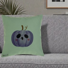 Perna Decorativa Dovleac Halloween Mov Kawaii, 40x40 cm, Verde, Husa Detasabila, Perna Inclusa, BEKZ®