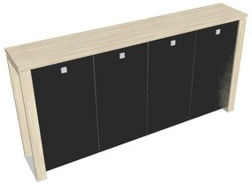 Dulap mediu pentru haine Verno+ S 260 x 46 x 130 cm, uși de sticlă, salcâm / negru