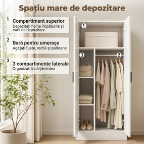 HOMCOM Dulap Subțire 37 cm Con Bară pentru Umerașe E Rafturi | Aosom Romania