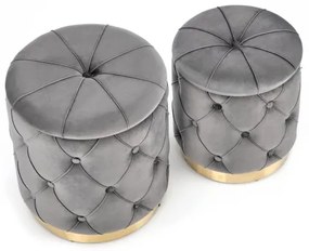 SET 2x taburet POLLY d. 40/44 cm gri/auriu