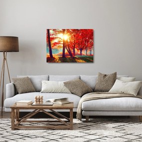 Tablou pe sticlă - Peisaj de toamnă (70x50 cm)