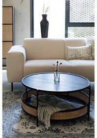 Măsuță de cafea neagră/în culoare naturală rotundă ø 80 cm Makoto – White Label