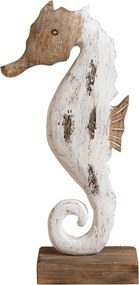 Decorațiune căluț de mare din lemn de paulownia, H44 cm