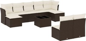 vidaXL Set canapele de grădină cu perne, 10 piese, maro, poliratan