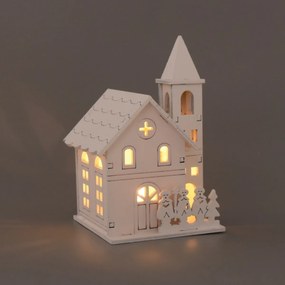 Decor iluminat de Crăciun Biserica din lemn, 8 x13 x 8 cm, LED