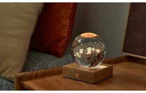 Veioză maro cu luminozitate reglabilă cu abajur din sticlă (înălțime 12 cm) Amber – Gingko