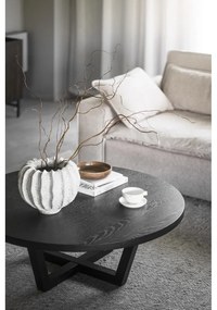 Măsuță de cafea neagră rotundă cu aspect de lemn de stejar ø 110 cm Boxford – Rowico