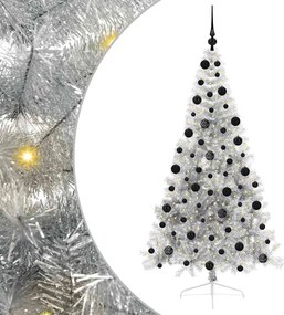 vidaXL Pom de Crăciun artificial pre-iluminat Argintiu 210 cm PET