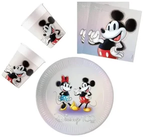Disney Mickey Disney 100 Set de petrecere Mickey cu 36 de piese și farfurie de 23 cm