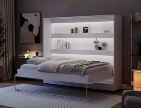 Pat rabatabil Devesto Horizontal Wall 140 alb LED, 200x140 cm – Alb