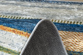 ANDRE 35950 covor lavabil Linii, geometric anti-alunecare - albastru / galben