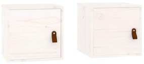 818358 vidaXL Dulapuri de perete, 2 buc., alb, 31,5x30x30 cm, lemn masiv pin