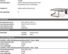 Masuta de cafea design elegant LUX Numa, alama periata 116296 HZ