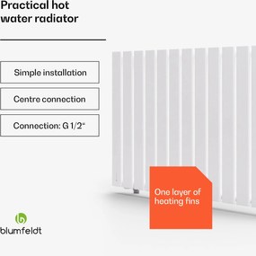 Blumfeldt Ontario, radiator, 100 x 60, conexiune laterală și centrală de 1/2 inch, montare pe perete, 681 W