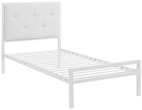 Cadru pat metalic Hanna cu grilaj cadou-90x200 cm-alb