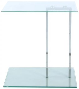 Masuta de cafea dreptunghiulara din sticla cu spatiu de depozitare Julius 45,7x35,5x48 cm transparenta/argintie