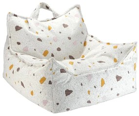 Fotoliu puf pentru copii alb cu tapițerie din țesătură bouclé/cu tapițerie din chenille Terrazzo Chair – Wigiwama