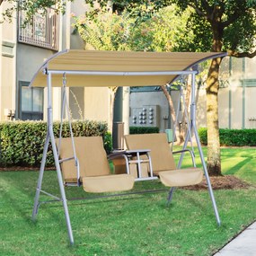 Balansoar de Gradina Outsunny 2 Locuri, Metal 175x112x165cm Bej | Aosom Romania