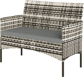 Outsunny Canapea de grădină 2 locuri din rășină împletită cu perne canapea de exterior cu cotiere 115 x 63 x 85 cm gri deschis | Aosom Romania