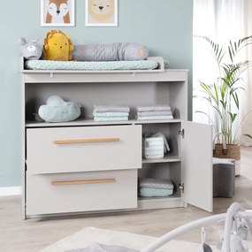 Comodă de copii gri deschis cu masă de schimbat 107x98x75 cm Lea – Roba