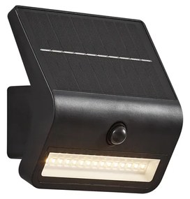 Lampa de perete de exterior neagră cu LED IP54 cu senzor de mișcare solar - Floody