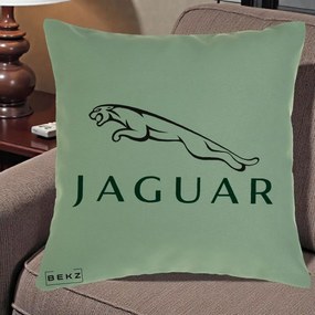 Perna Personalizata cu emblema Jaguar, 40x40 cm, Verde, Husa Detasabila, Perna Inclusa, BEKZ®