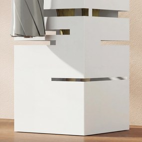 HOMCOM Suport pentru umbrele metalic cu 4 cârlige și tavă colectoare detașabilă pentru hol, birou 15,5x15,5x49 cm Alb | Aosom Romania