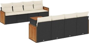 vidaXL Set mobilier de grădină cu perne, 9 piese, negru, poliratan