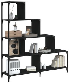 vidaXL Bibliotecă cu 4 niveluri negru 139x33,5x149 cm lemn