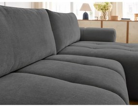 Colțar gri închis extensibil/cu spațiu de depozitare (cu colț pe partea dreaptă/cu șezlong) Fuji – Bobochic Paris