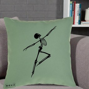Perna Decorativa Schelet Dansator Silueta Neagra Halloween, 40x40 cm, Verde, Husa Detasabila, Perna Inclusa, BEKZ®