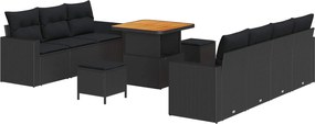 vidaXL Set de canapele pentru grădină cu pernă Manual 10 pcs Negru