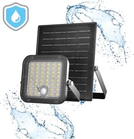 Proiector solar LED cu senzor, 10W, 3,7V, 4000K, IP65, 3600 mAh + telecomandă