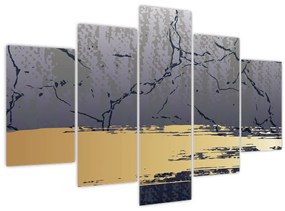 Tablou - Albastru și aur abstracție N⁰1 (150x105 cm)