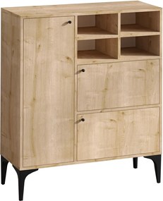 Bufet Ewa, Elegance, 100x35x125 cm, argintiu/natural