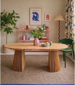 Masă de dining rotundă extensibilă cu blat cu aspect de lemn de stejar ø 120 cm Osaka – House Nordic