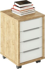 Dulap RIOMA TYP 14, stejar artisan/alb, DTD laminat, cu 4 sertare, 43x