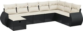 vidaXL Set mobilier de grădină cu perne, 8 piese, negru, poliratan
