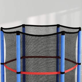 HOMCOM Saltea Elastică pentru Copii 3-6 Ani cu Plasă de Protecție, 6 Stâlpi și 3 Intrări, Ø140x190 cm, Albastru | Aosom Romania